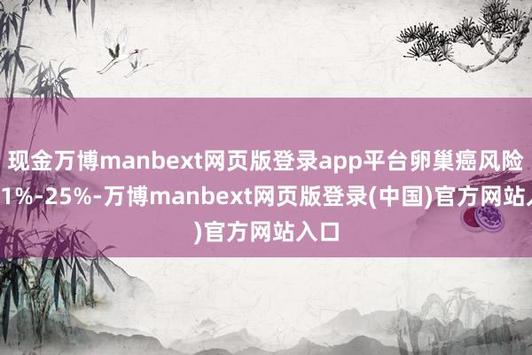 现金万博manbext网页版登录app平台卵巢癌风险降11%